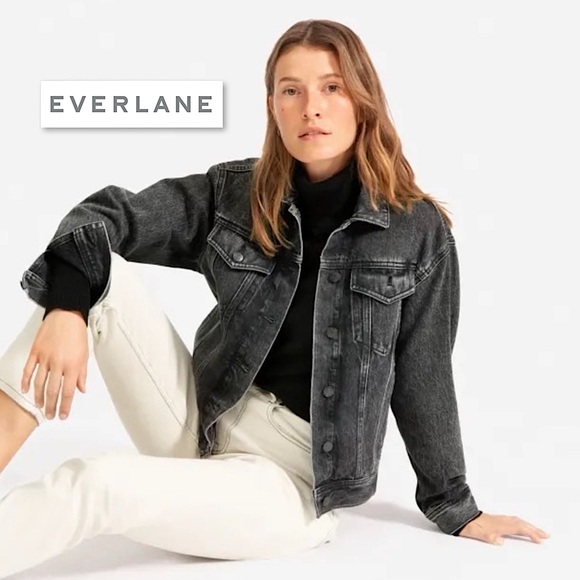 Everlane Jackets & Blazers - EVERLANE The Women’s Denim Jean Jacket S Washed Black Gray Minimalist 90s Boho